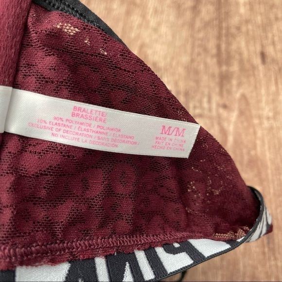 Victoria's Secret Pink Maroon Bra Size Medium - Picture 4 of 4